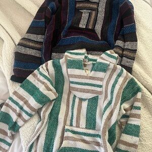 Striped Baja Hoodies in Green and Multicolor